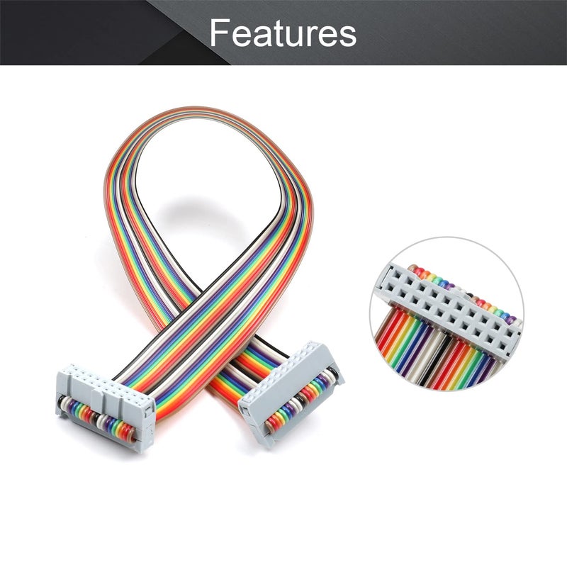 Fielect 2pcs IDC Rainbow Wire Flat Ribbon Cable 20 Pin 30cm Length 2.54mm Pitch - Image 3